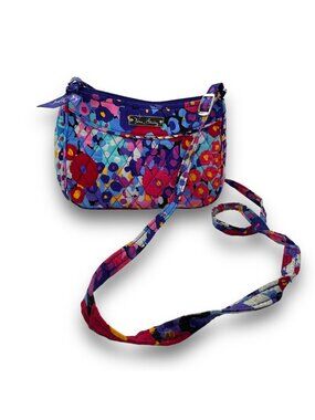 Vera Bradley Floral Crossbody Bag With Adjustable Strap Quilted Cotton Vibrant C
